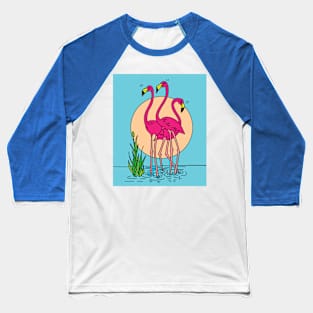 Funny Colorful Flamingos Free Nature Baseball T-Shirt